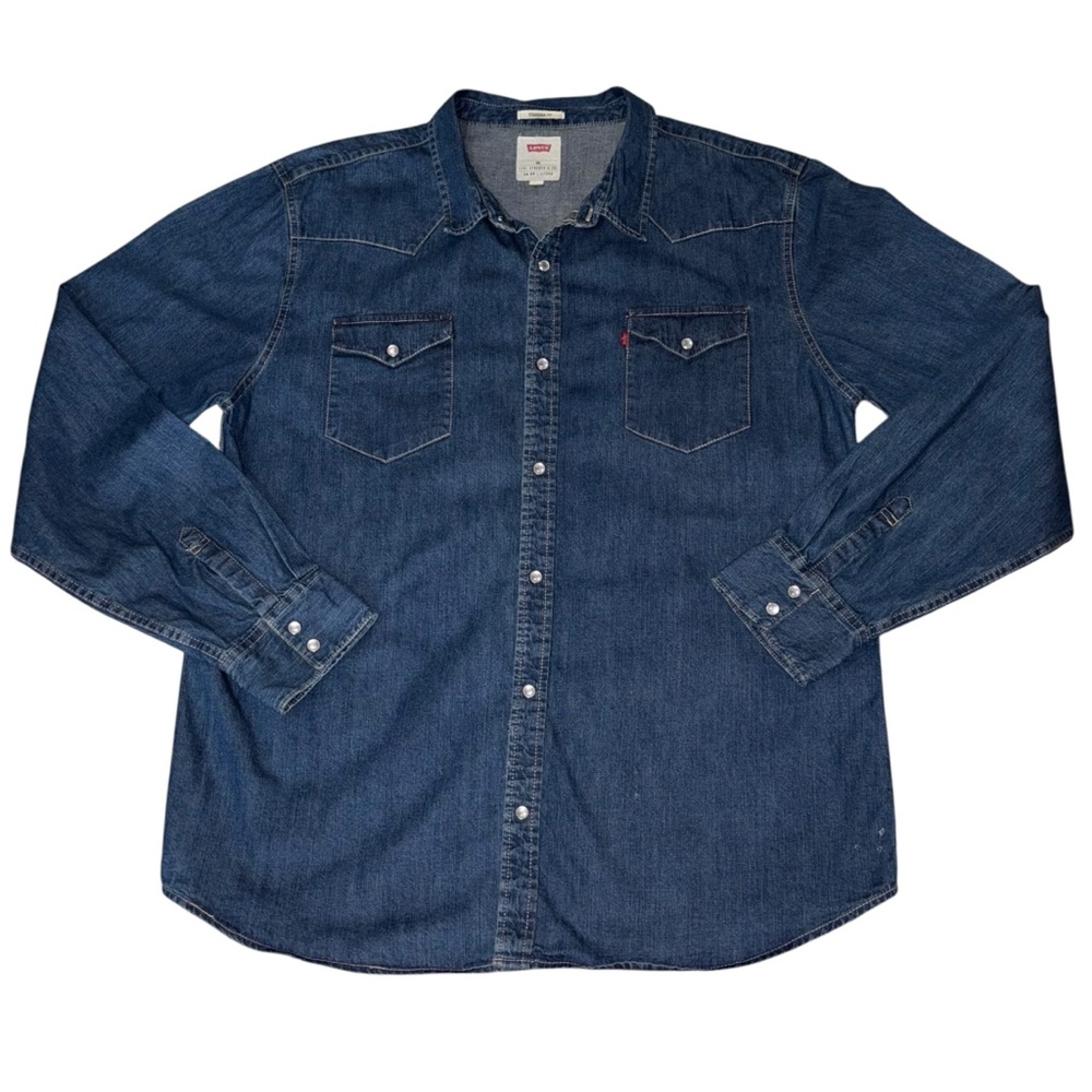 Levi’s Men’s Denim Jean Western Shirt Pearl Snap XXL